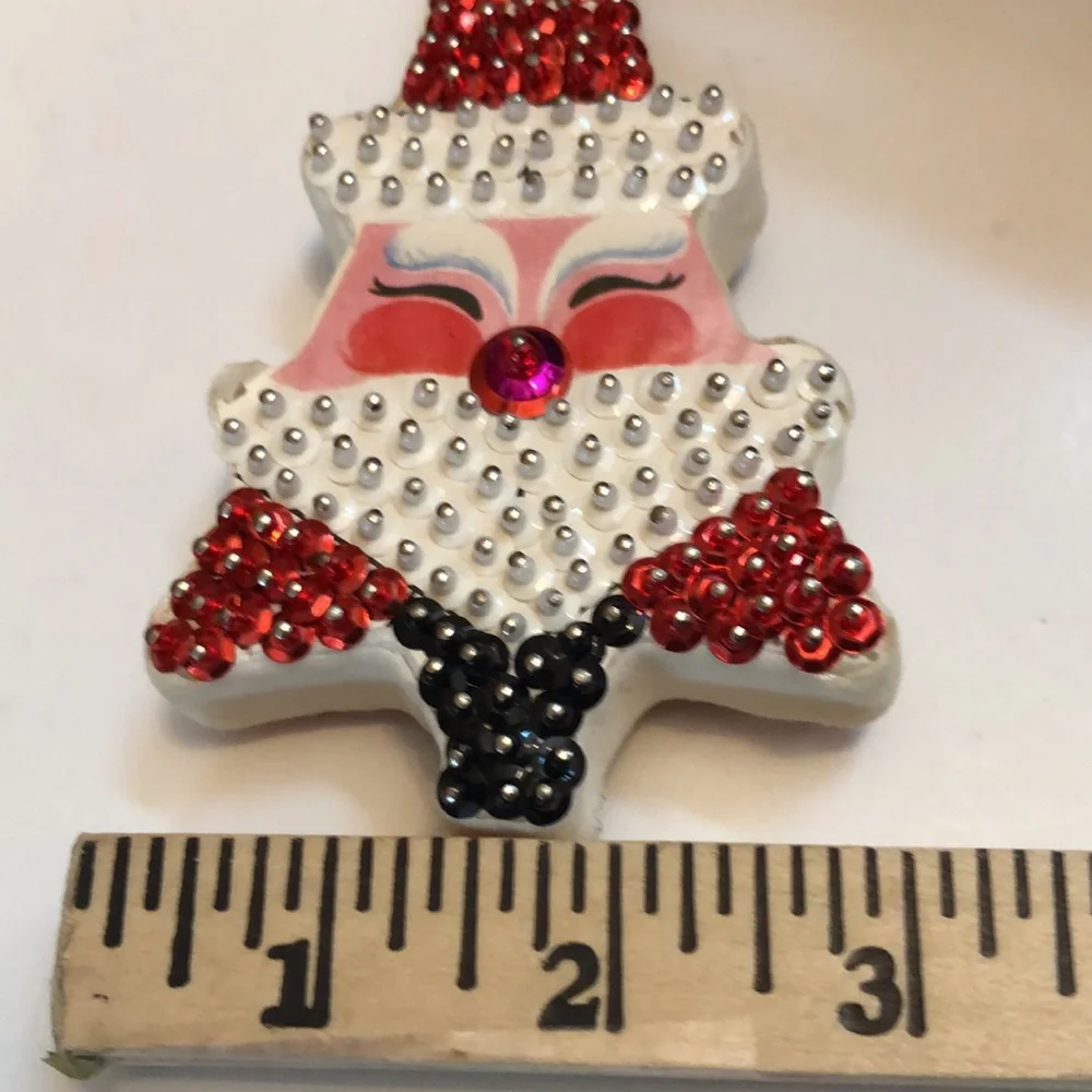 Mcm Santa Christmas Ornament Vintage MCM Handmade Pin Ornament Santa 🎄